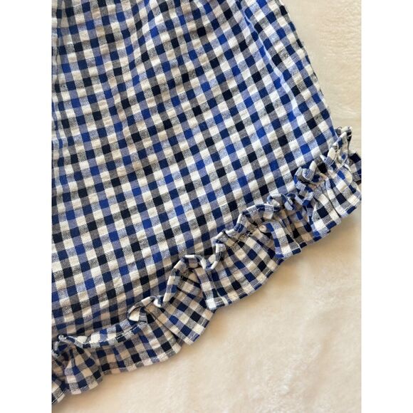 Misa Los Angeles Lynn Shorts Womens XS Blue Multi Check Ruffle Bow Elastic Waist - Picture 6 of 14